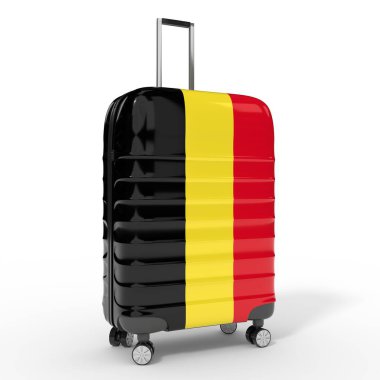 Belçika - bavulda ulusal bayrak - 3D illüstrasyon