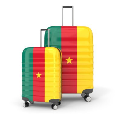 Kamerun - ulusal bayraklı iki seyahat çantası - 3D illüstrasyon