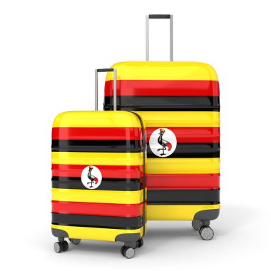 Uganda - ulusal bayraklı iki seyahat çantası - 3D illüstrasyon