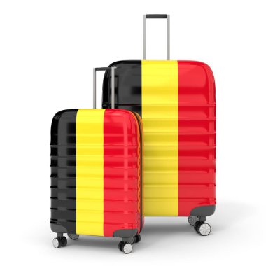 Belçika - ulusal bayraklı iki seyahat çantası - 3D illüstrasyon