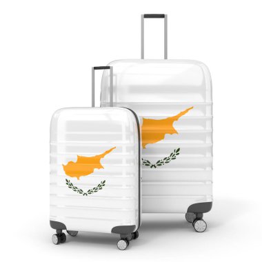 Kıbrıs - ulusal bayraklı iki seyahat çantası - 3D illüstrasyon