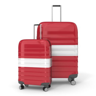 Letonya - ulusal bayraklı iki seyahat çantası - 3D illüstrasyon