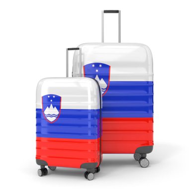 Slovenya - ulusal bayraklı iki seyahat çantası - 3D illüstrasyon