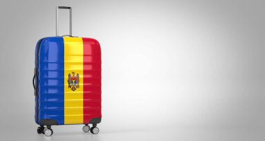 Moldova - ulusal bayrak taşıyan valiz - 3D illüstrasyon