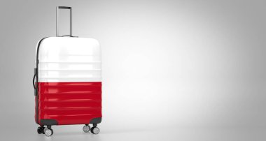 Polonya - bavulda ulusal bayrak - 3D illüstrasyon