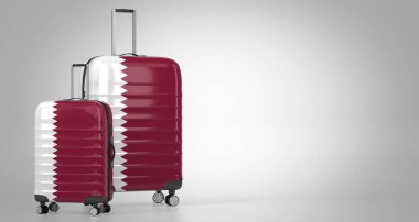 Katar - ulusal bayraklı iki seyahat çantası - 3D illüstrasyon