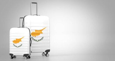 Kıbrıs - ulusal bayraklı iki seyahat çantası - 3D illüstrasyon