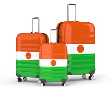 Nijer - ulusal bayraklı üç valiz - 3D illüstrasyon