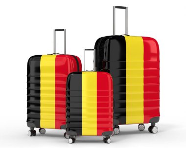 Belçika - ulusal bayraklı üç seyahat çantası - 3D illüstrasyon