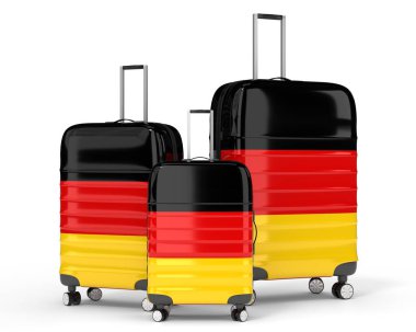 Almanya - ulusal bayraklı üç valiz - 3D illüstrasyon