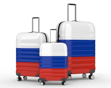 Rusya - ulusal bayraklı üç valiz - 3D illüstrasyon