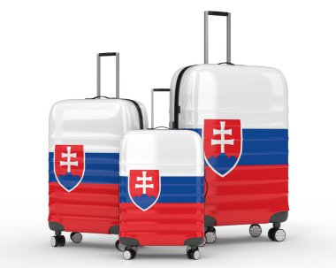 Slovakya - ulusal bayraklı üç seyahat çantası - 3D illüstrasyon
