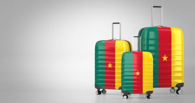 Kamerun - ulusal bayraklı üç seyahat çantası - 3D illüstrasyon