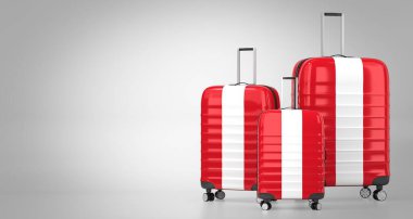 Peru - ulusal bayraklı üç valiz - 3D illüstrasyon