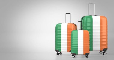 İrlanda - ulusal bayraklı üç valiz - 3D illüstrasyon