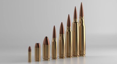 Beyaz Arkaplan 'da diğerleri arasında tek bir kurşun üzerine seçici odaklanma - 3d illüstrasyon