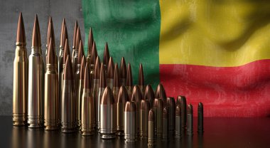 Benin - çeşitli mermiler ve ulusal bayrak - 3D illüstrasyon