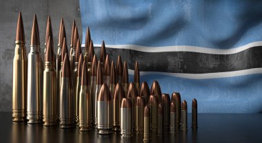 Botswana - çeşitli roketler ve ulusal bayrak - 3D illüstrasyon