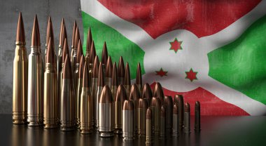 Burundi - çeşitli roketler ve ulusal bayrak - 3D illüstrasyon