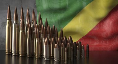 Kongo - çeşitli mermiler ve ulusal bayrak - 3D illüstrasyon