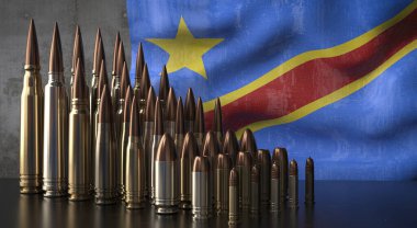 Demokratik Kongo Cumhuriyeti - çeşitli roketler ve ulusal bayrak - 3D illüstrasyon