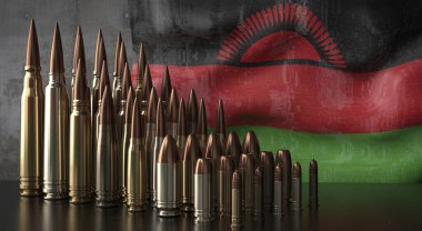 Malawi - çeşitli roketler ve ulusal bayrak - 3D illüstrasyon