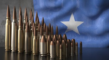 Somali - çeşitli roketler ve ulusal bayrak - 3D illüstrasyon