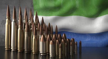 Sierra Leone - çeşitli roketler ve ulusal bayrak - 3D illüstrasyon