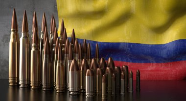 Kolombiya - çeşitli roketler ve ulusal bayrak - 3D illüstrasyon