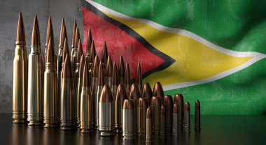 Guyana - çeşitli roketler ve ulusal bayrak - 3D illüstrasyon