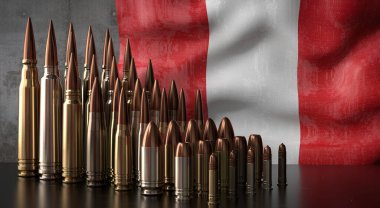 Peru - çeşitli mermiler ve ulusal bayrak - 3D illüstrasyon