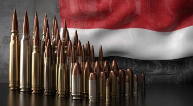 Yemen - çeşitli roketler ve ulusal bayrak - 3D illüstrasyon