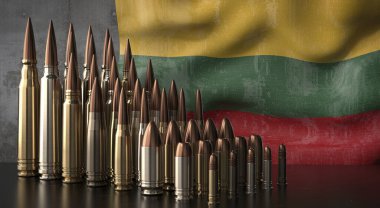 Litvanya - çeşitli mermiler ve ulusal bayrak - 3D illüstrasyon