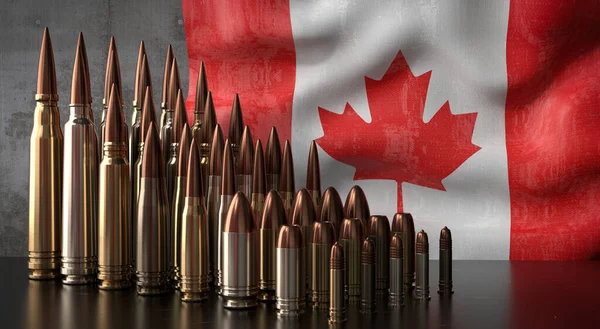 Kanada - çeşitli mermiler ve ulusal bayrak - 3D illüstrasyon