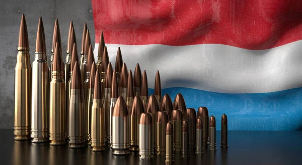 Lüksemburg - çeşitli roketler ve ulusal bayrak - 3D illüstrasyon