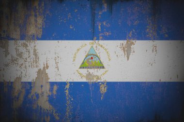 Nikaragua - Eski Duvarda Soyulmuş Boya ve Paslı Bayrak