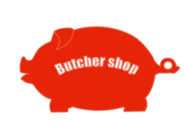 Vector Afbeelding Van Een Signboard Van Een Varkensvlees Winkel Varkensboerderij — Stockvector