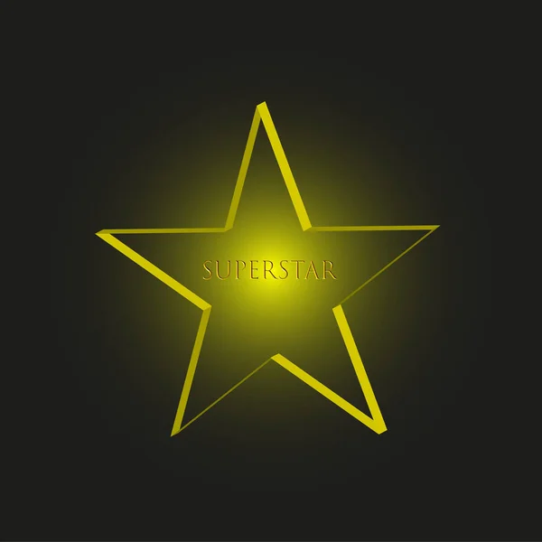 Superstar Dorée Sur Fond Noir Rétroéclairé Superstar Succès Croissance Carrière — Image vectorielle