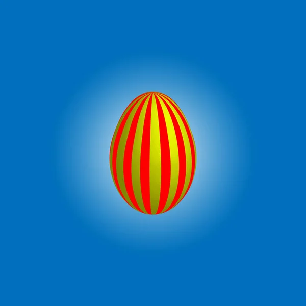 Huevo de Pascua de pollo festivo con rayas rojas. — Vector de stock