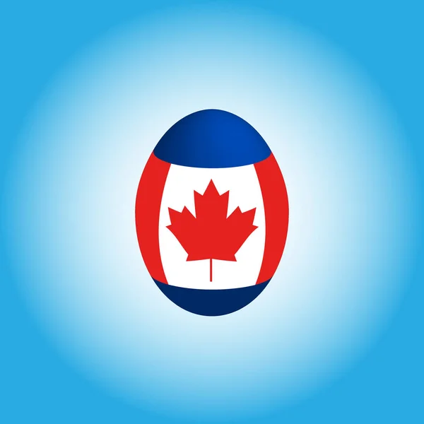 Ovo Páscoa Nas Cores Bandeira Canadá Folha Bordo Canadense Bandeira — Vetor de Stock