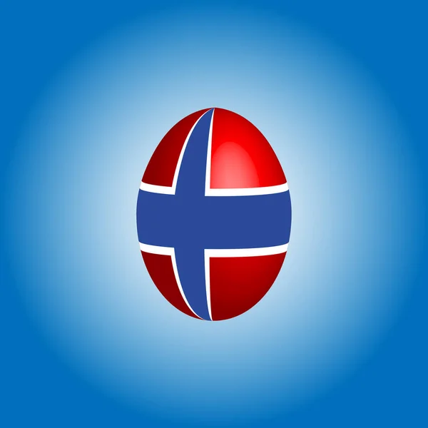 Huevo de Pascua en los colores de la bandera de Noruega. — Vector de stock