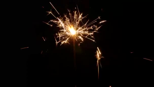 Gnistor Festlig Glitter Mörkret Traditionell Festival Festlig Julbelysning God Jul — Stockvideo