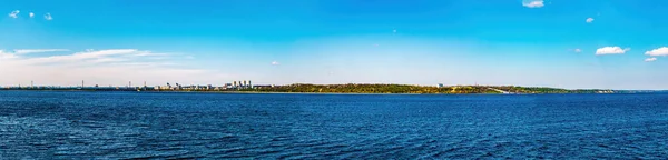 Konstgjord Reservoar För Vattenkraftverket Kiev Kievhavet Staden Vyshgorod Dnepr Stadssiluett — Stockfoto