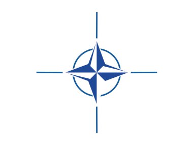 Blue wind rose on a white background. Rose of Wind. White background. Blue colour. Graphic symbol. Political alliance. Collective security. Military confrontation. Vector.