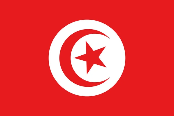 State Flag Country Tunisia State Flag Tunisian Republic State Symbol — Stok Vektör