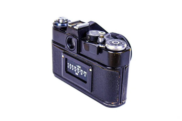 Old Slr Camera 80S 20Th Century Exposure Meter Shutter Speed — 图库照片