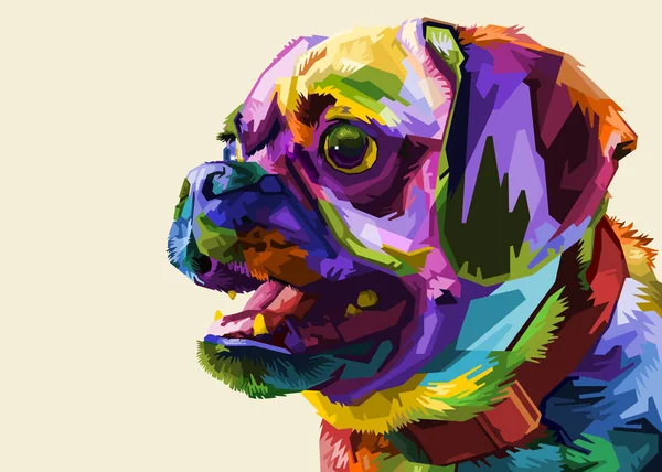 Lindo Pug Estilo Arte Pop Geométrico Arco Iris Abstracto Vector — Vector de stock