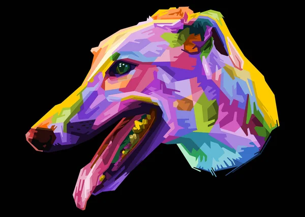 Colorato Cane Levriero Stile Pop Art Geometrico Illustrazione Astratta Arcobaleno — Vettoriale Stock