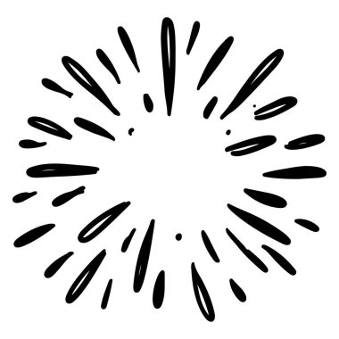 Karalama tasarımı öğesi, yıldız patlaması karalama vektör çizimi, el yapımı karalama, su patlaması karalama çizimi. El yapımı havai fişek patlaması. Güneş patlaması karalama çizimi. .