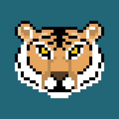 Şirin piksel kaplanı izole edildi. Vektör çizimi